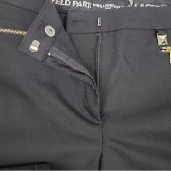 Karl Lagerfeld Paris Cropped Straight Skinny Black Dress Pant Gold Hardw… - Picture 11 of 16